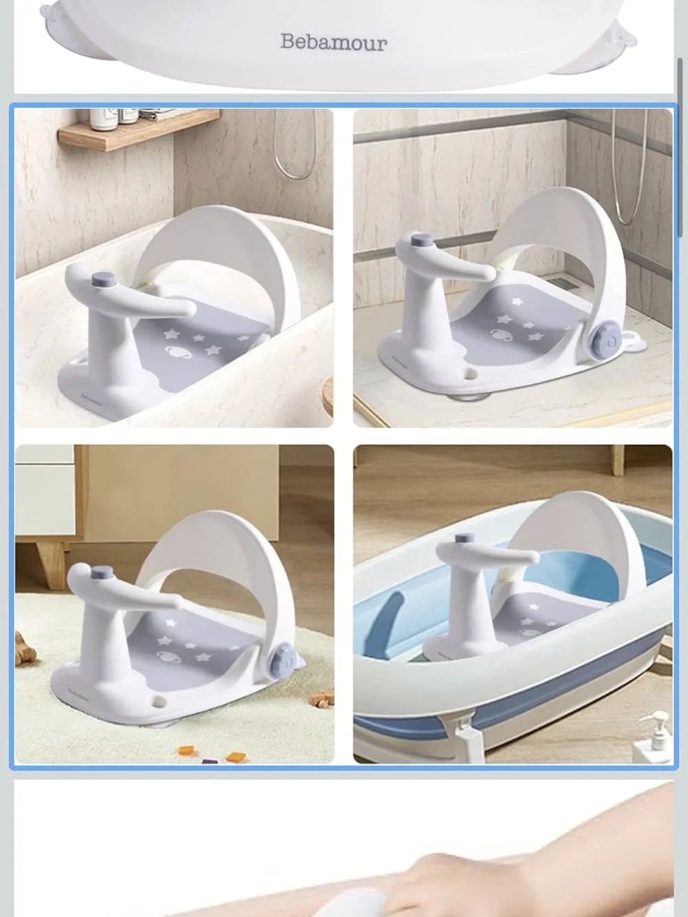 Bebamour Baby Bath Seat - White and Gray